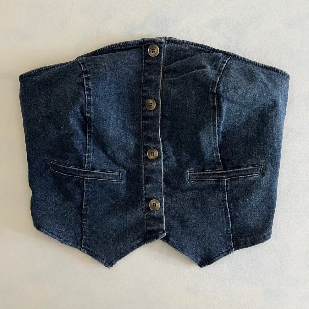 IJOAH Western Denim Jean Corset Tube Top